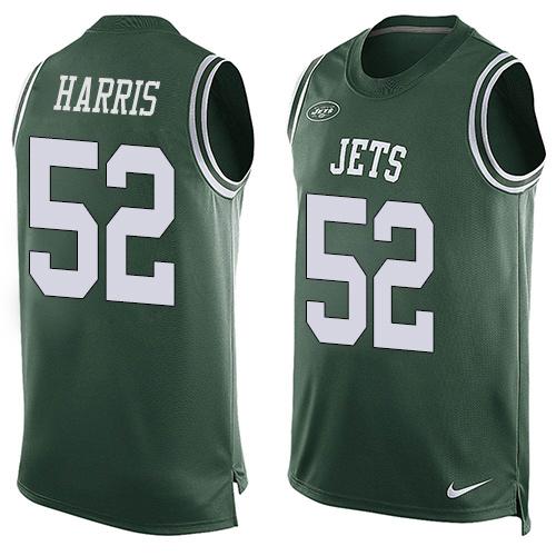 Nike Jets #52 David Harris Green Team Color Men's Stitched NFL Limited Tank Top Jersey